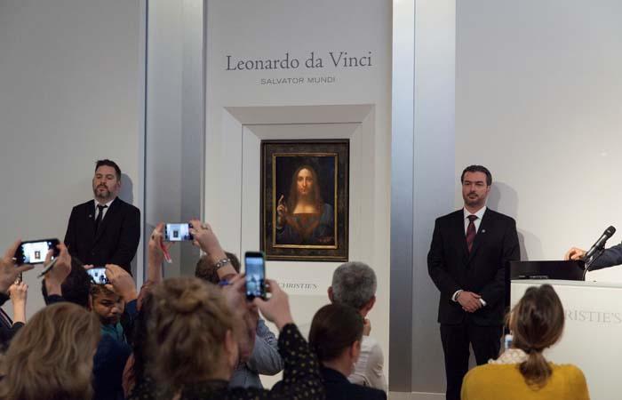 Christies New York image of Leonardo da Vinci painting Salvator Mundi