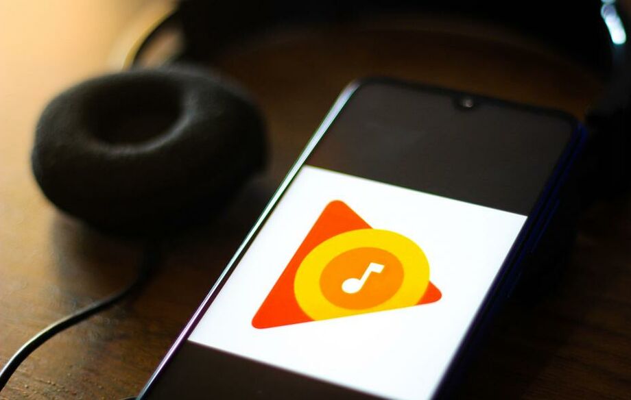 In this photo illustration the Google Play Music logo is seen displayed on a smartphone.