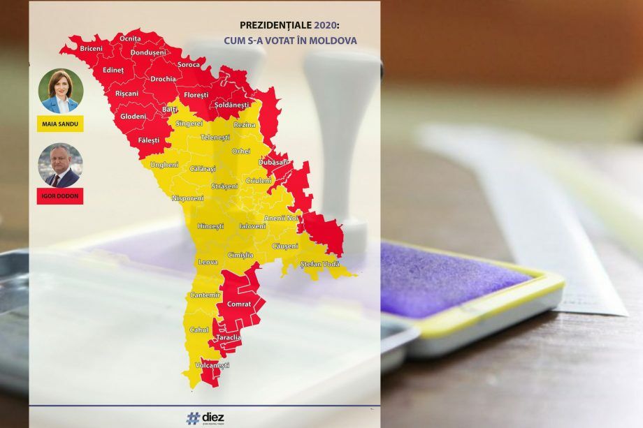 (карта) Предварительные итоги. За кого проголосовали в каждом районе Молдовы. Сравнение с первым туром и выборами в 2016 году