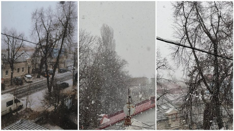 (фото) «Слетались хлопья со двора к оконной раме». В Кишиневе наконец-то пошел снег