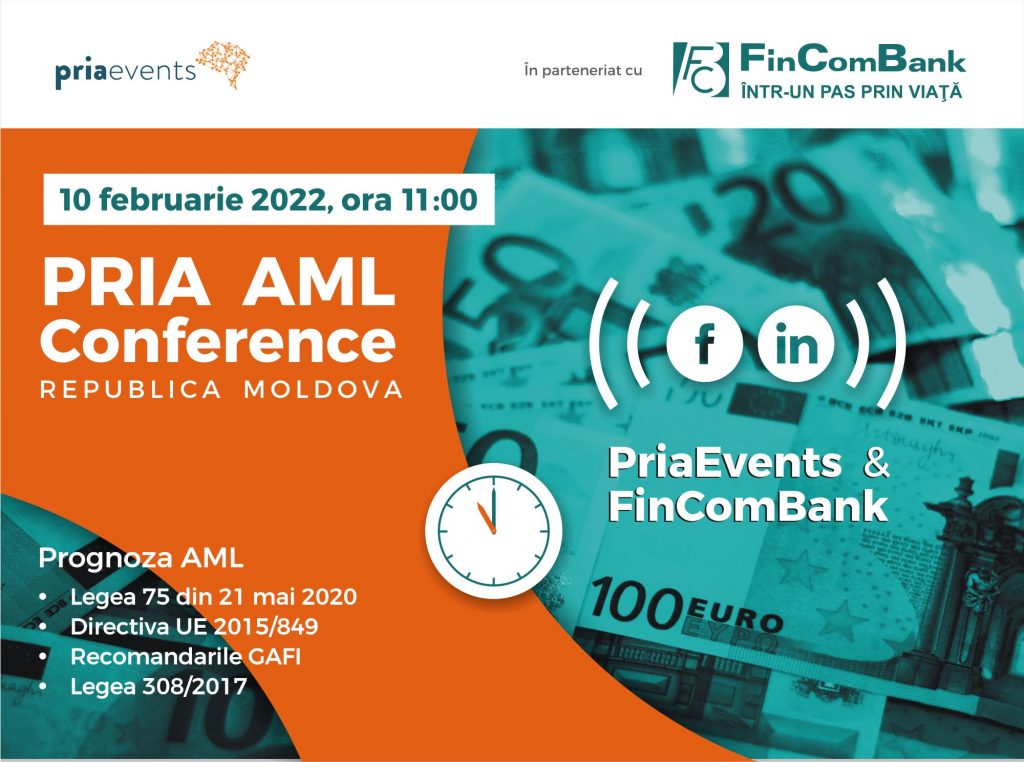 PRIAevents и FinComBank приглашают вас на онлайн-конференцию PRIA AML в Республике Молдова