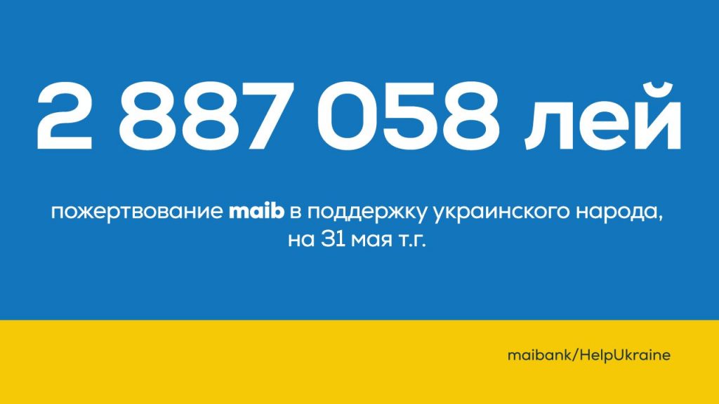 Maib перевел четвертый транш в размере полмиллиона леев в поддержку украинских беженцев в Республике Молдова