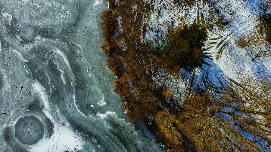 Зима на севере Молдовы с высоты птичьего полета в фотографиях Валериу Запорожан