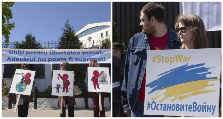 (Фото) #ОстановитеВойну! Сегодня перед посольством Российской Федерации в Республике Молдова состоялся флешмоб