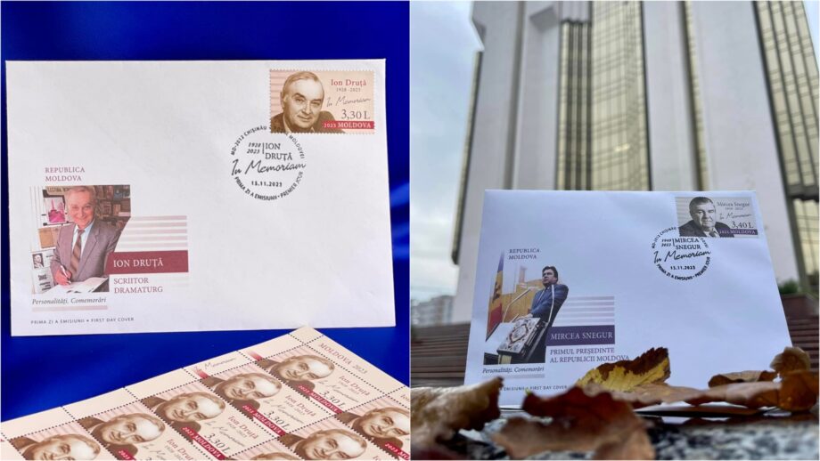 (фото) «Почта Молдовы» выпустила серию марок в честь писателя Иона Друцэ и первого президента РМ Мирчи Снегура