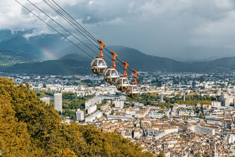 Aerial view of Grenoble city, France